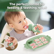 Load image into Gallery viewer, Haakaa Fresh Food Feeder & Silicone Pineapple Nibble Tray Set (Pea Green)