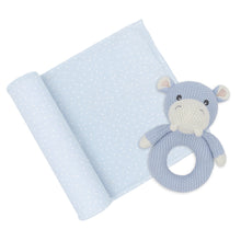 Load image into Gallery viewer, Living Textiles Jersey Swaddle & Rattle Gift Set