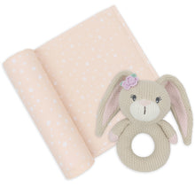 Load image into Gallery viewer, Living Textiles Jersey Swaddle & Rattle Gift Set