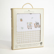 Load image into Gallery viewer, Living Textiles Jersey Port-a-Cot Fitted Sheet & Pillowcase