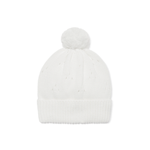 Load image into Gallery viewer, Aster & Oak White Pointelle Knit Beanie
