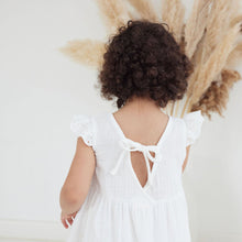 Load image into Gallery viewer, Aster & Oak White Muslin Flutter Dress