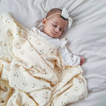 Load image into Gallery viewer, Over the Dandelions Organic Muslin Blanket - Daisy with Lace
