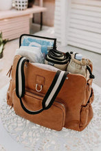 Load image into Gallery viewer, OiOi Triple Tote Nappy Bag - Tan Vegan Leather