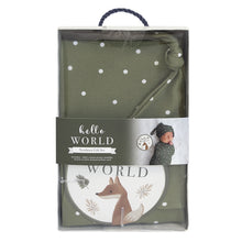 Load image into Gallery viewer, Living Textiles Hello World Gift Set - Olive Spots