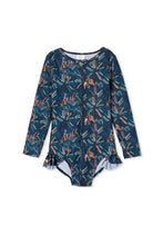 Load image into Gallery viewer, Milky Tiger Palm Frill Long Sleeve Swimsuit