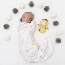 Load image into Gallery viewer, Living Textiles Jersey Swaddle & Rattle Gift Set