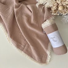 Load image into Gallery viewer, Mini & Me Lace Trim Cotton Swaddle