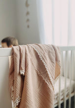 Load image into Gallery viewer, Mini & Me Lace Trim Cotton Swaddle
