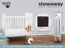 Load image into Gallery viewer, Baby Inc Stowaway – Folding Wooden Cot