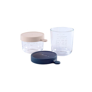 Beaba Superior Glass Conservation Jars 2 Pack 150ml - Pink / Dark Blue