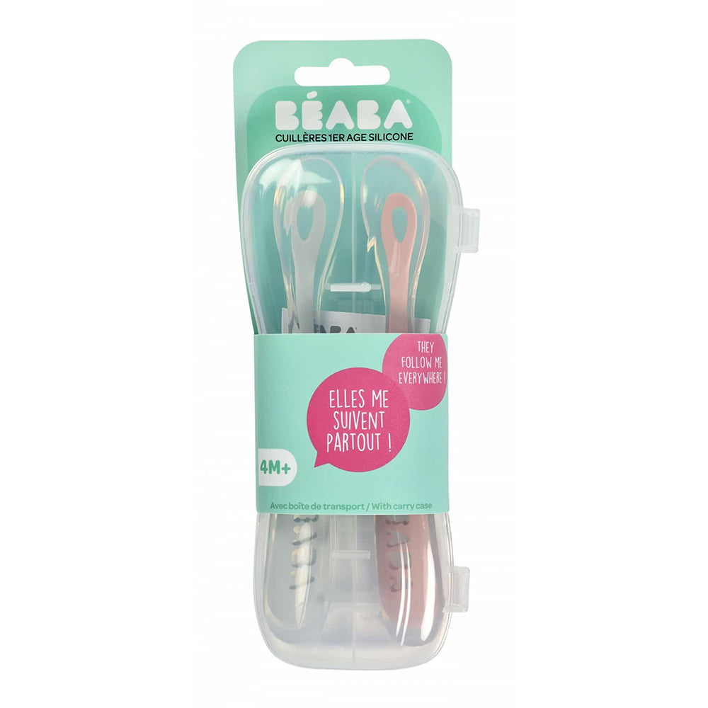 Beaba 1st Stage Silicone Spoons & Carry Case - 2 pack