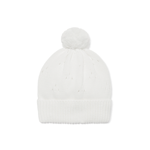 Aster & Oak White Pointelle Knit Beanie