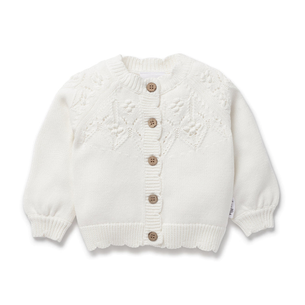 Aster & Oak Ivory White Knit Cardigan