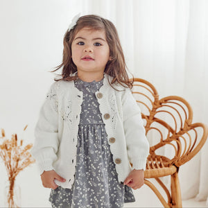 Aster & Oak Ivory White Knit Cardigan