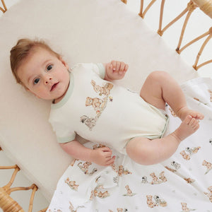 Aster & Oak Teddy Picnic Print Onesie