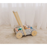 Bubble Wooden Baby Push Cart & Walker with Blocks