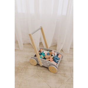 Bubble Wooden Baby Push Cart & Walker with Blocks