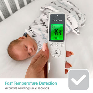 Oricom Nursery Pal Skyview 4.3" Smart HD Baby Monitor with Cot Stand (OBH643PHFS) + BONUS Non Contact Infrared Thermometer