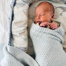 Load image into Gallery viewer, Mini &amp; Me Herringbone Blanket - Sky Blue Melange
