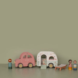 Little Dutch Wooden Toy Car with Caravan