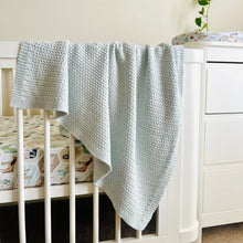Load image into Gallery viewer, Mini &amp; Me Herringbone Blanket - Sky Blue Melange
