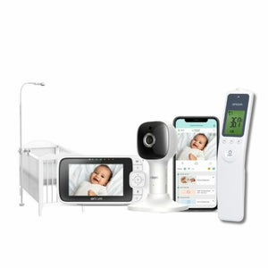 Oricom Nursery Pal Skyview 4.3" Smart HD Baby Monitor with Cot Stand (OBH643PHFS) + BONUS Non Contact Infrared Thermometer