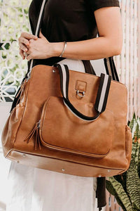 OiOi Triple Tote Nappy Bag - Tan Vegan Leather