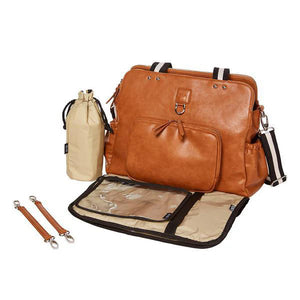 OiOi Triple Tote Nappy Bag - Tan Vegan Leather