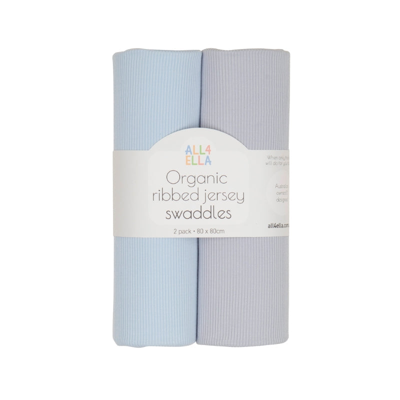 All4Ella Ribbed Jersey Swaddles 2pk