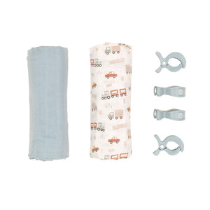 All4Ella Organic Cotton Muslin Swaddle x 2 & Pram Pegs x 4 Gift Set