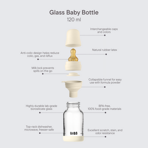 BIBS Baby Bottle Complete Set GLASS - Ivory