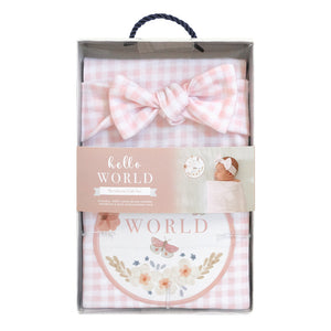 Living Textiles Hello World Gift Set - Pink Gingham