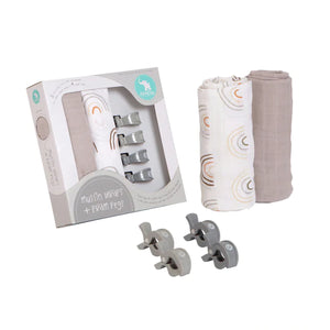 All4Ella Muslin Wrap & 4pk Pram Pegs