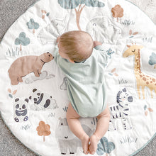 Load image into Gallery viewer, Lolli Living Day at the Zoo Round Playmat with Milestone Cards
