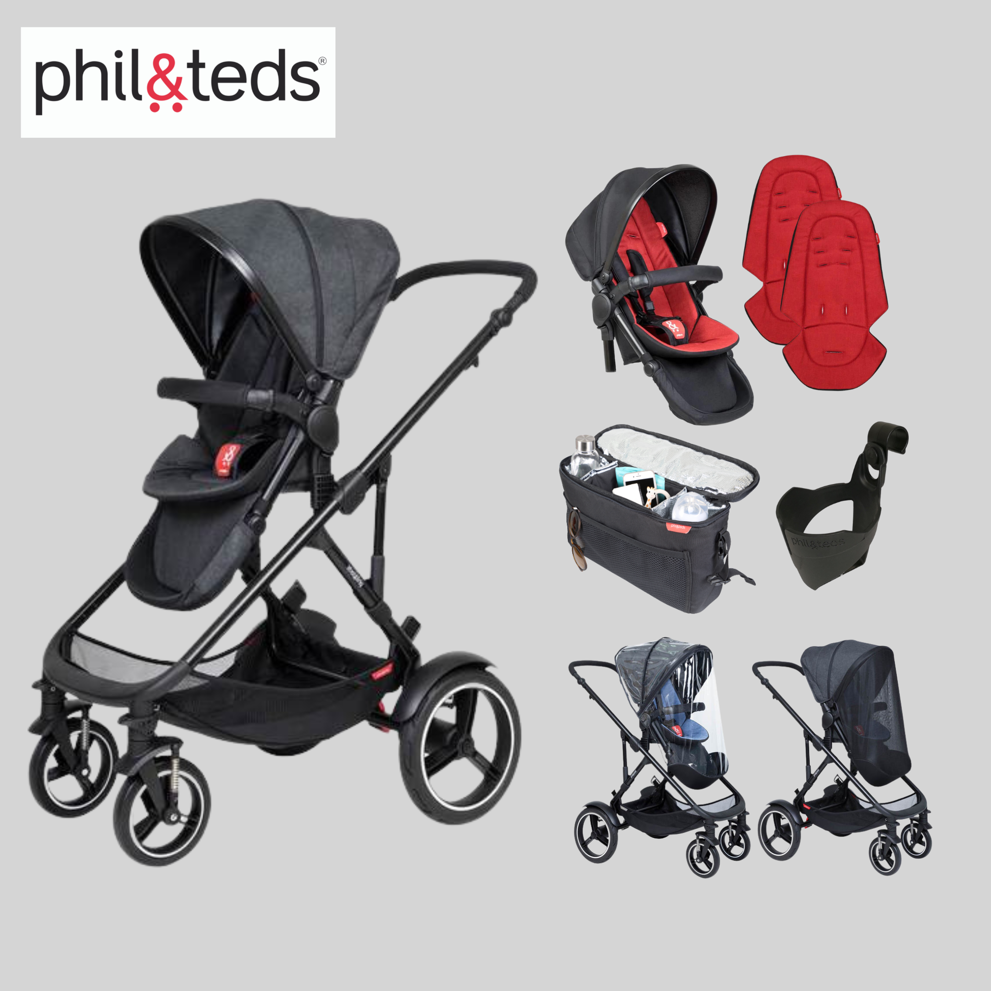 Phil&Teds voyager™ pram Double Buggy BUNDLE