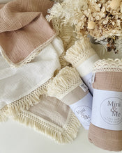 Load image into Gallery viewer, Mini &amp; Me Lace Trim Cotton Swaddle
