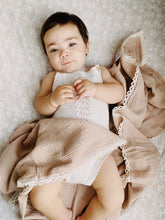 Load image into Gallery viewer, Mini &amp; Me Lace Trim Cotton Swaddle
